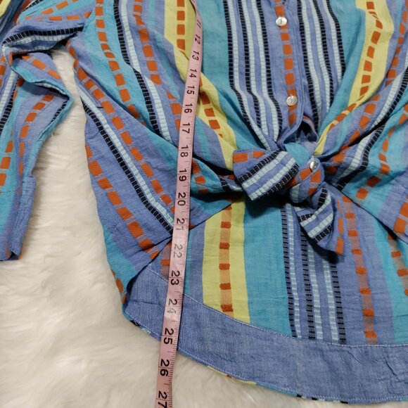 NWT Pearl & Caviar Blue Striped Rustic Lagenlook Alonissos ZAKAR Shirt Size S - Picture 12 of 12